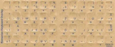 Romanian Keyboard Stickers w Reverse Print Blue Letters