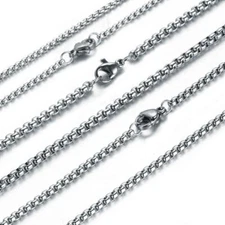 5/10/20pcs Wholesale 2/3/4/5mm 316L Stainless Steel Silver Rolo Chain Necklace
