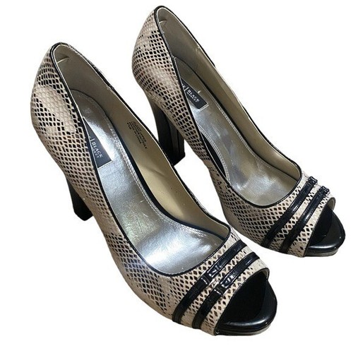 White House Black Market Blair Snakeskin Peep Toe Heels 9.5