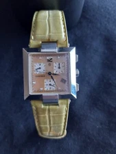 Concord women's la scala chronograph. Stainless steel, alligator leather strap 