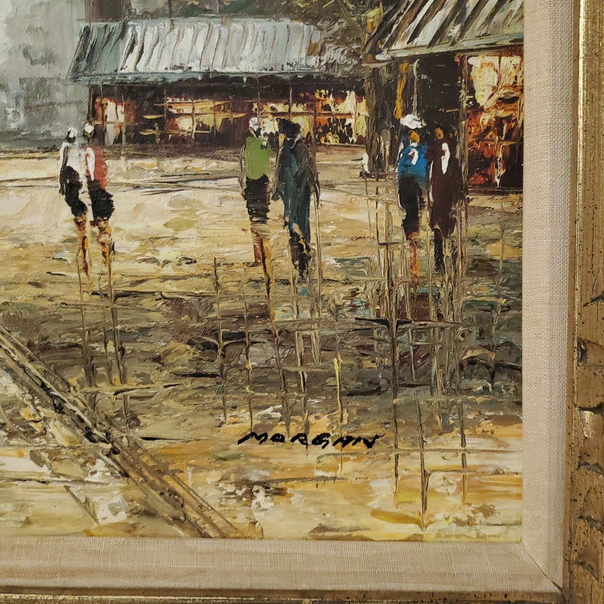 Morgan Original Oil Painting Paris Street Scene Signed Canvas