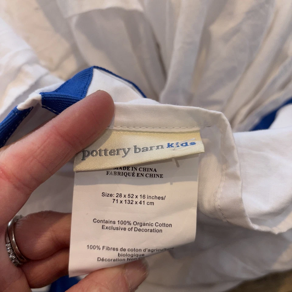 Юбка для кроватки Pottery Barn Baby Harper белая синяя из органического хлопка  - Изображение 2 из 2