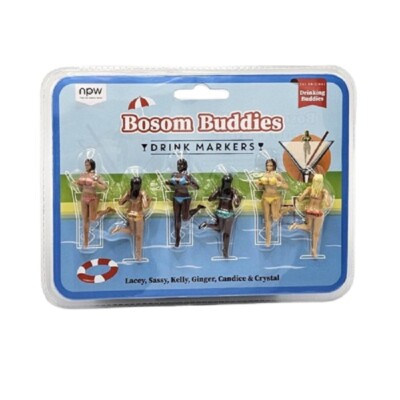 Drink Markers 6 Bosom Buddies Bikini Models Ladies Women Cocktail Wine Glass