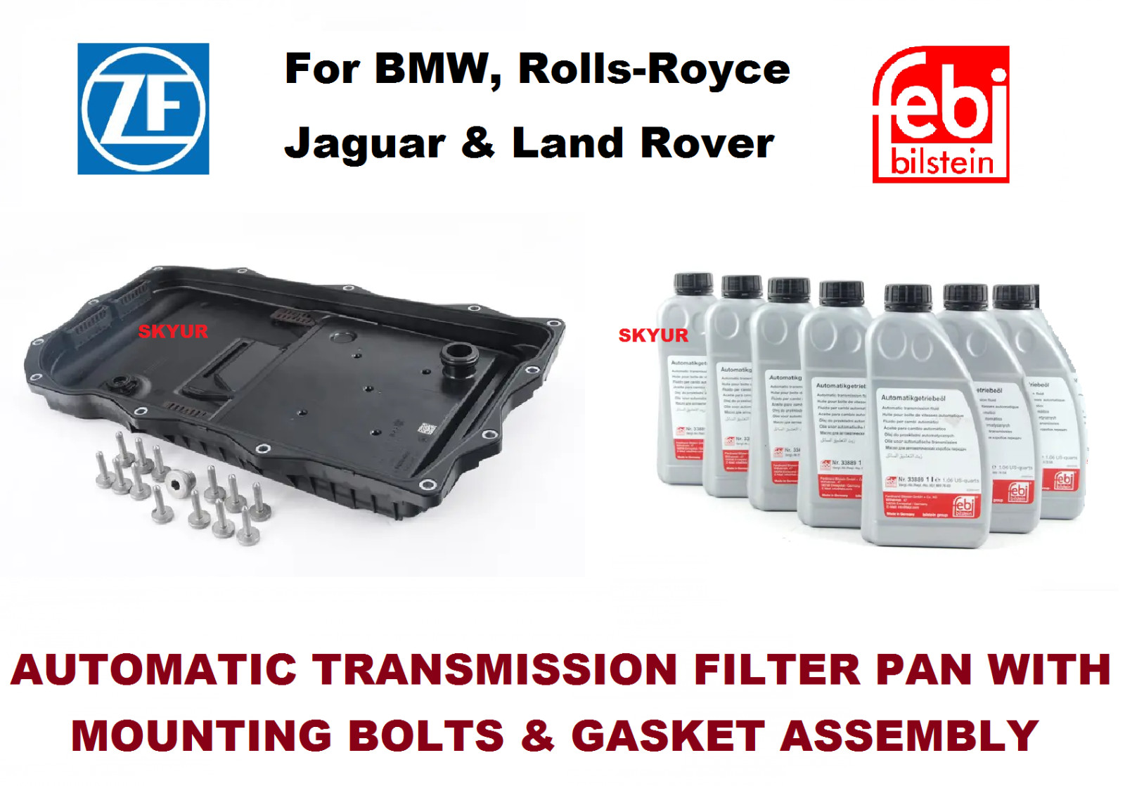 BMW Auto Trans Oil Pan Filter Kit & 7-Liter Fluid F07 F10 F06 F12 F01 X4 X5 X6
