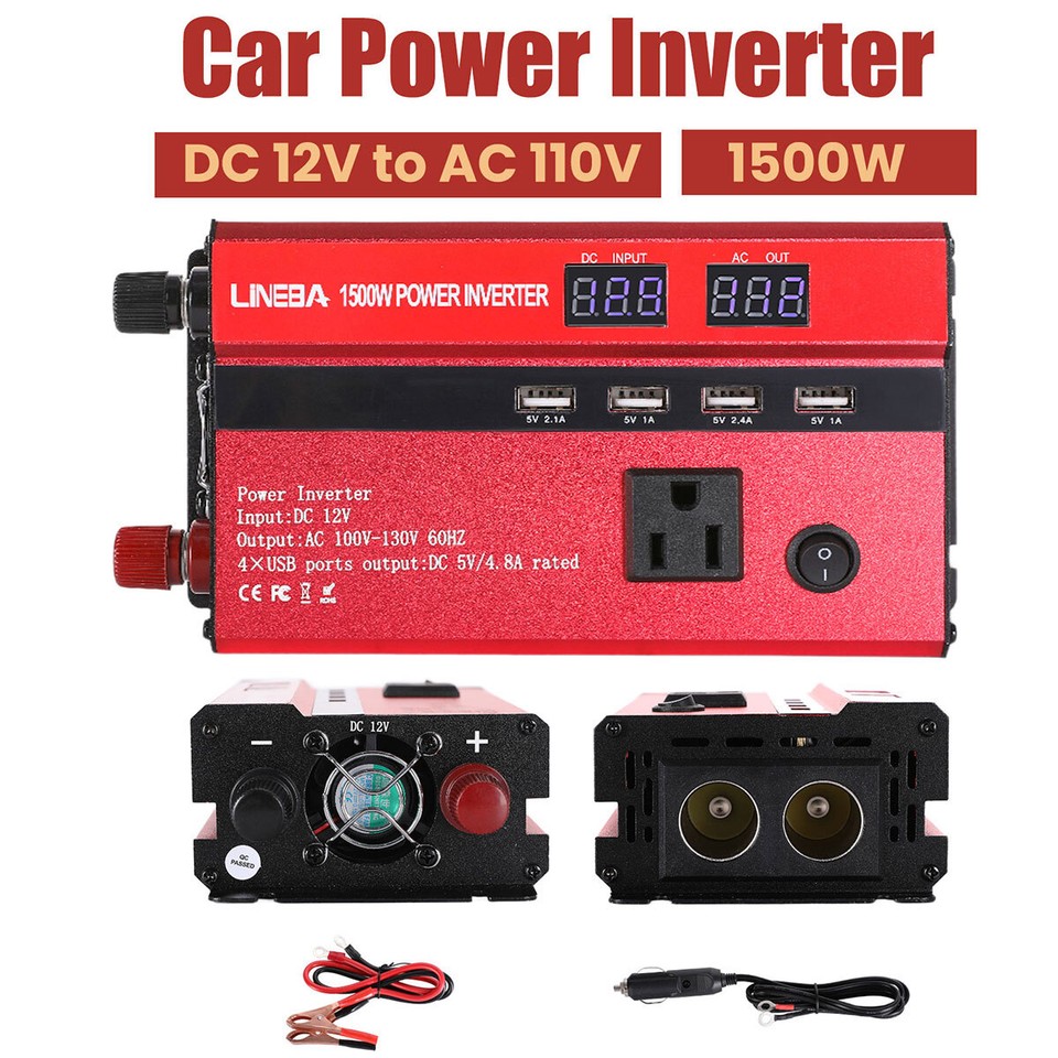 Convertidor 7000W De DC 12V A 110V AC Con USB Para Carro Auto Inversor ...