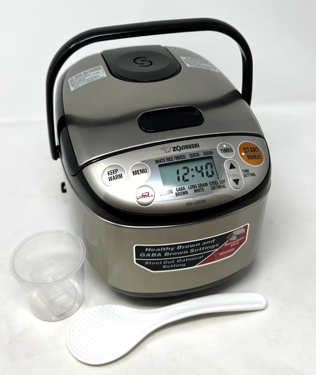 Zojirushi NS-LGC05 Micom 3-Cup Rice Cooker Warmer, Compact, Stainless  Steel