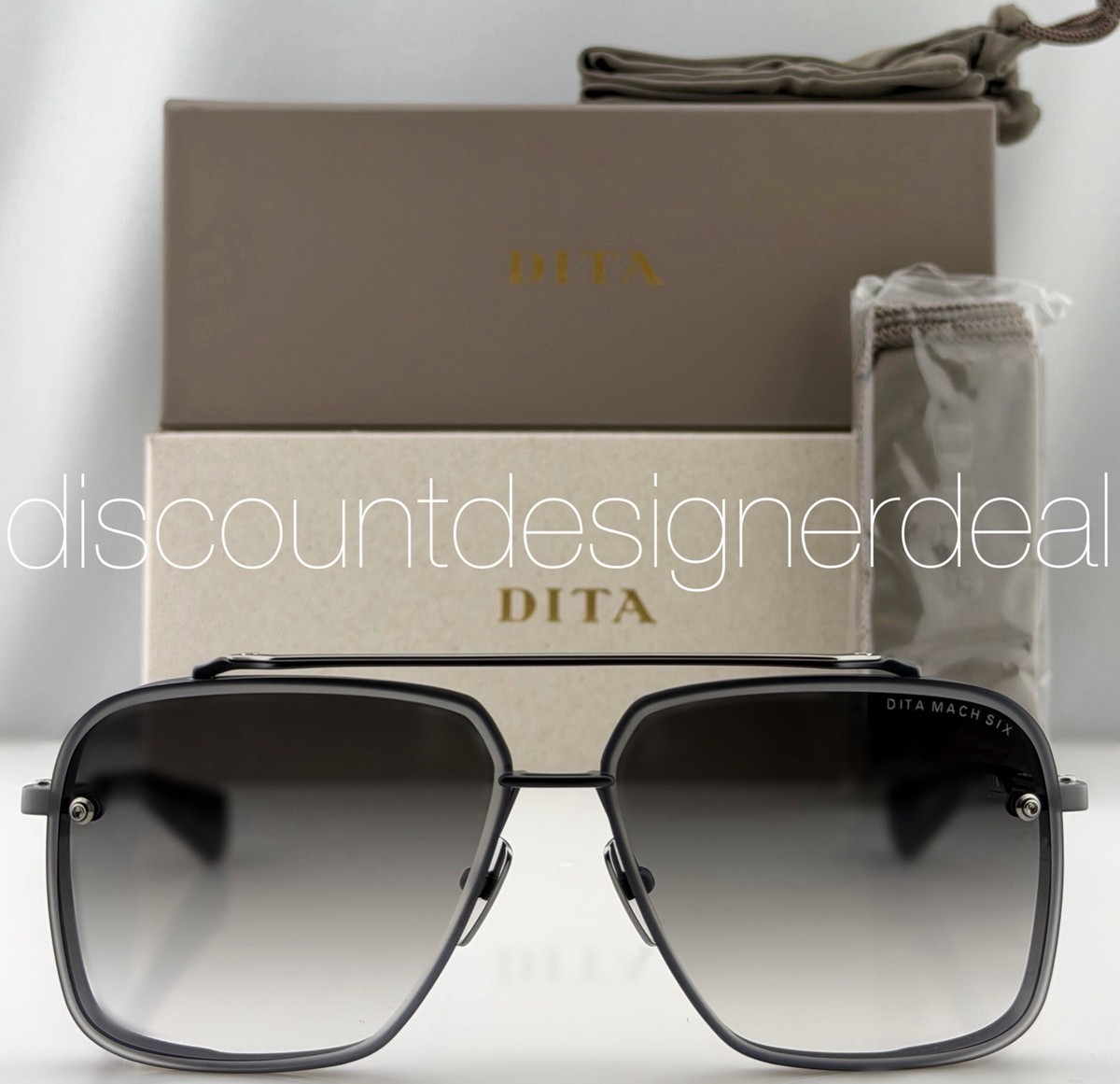 DITA Mach-Six Sunglasses Matte Black Silver Gray Gradient 62mm
