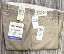 NWT Men's Dockers Easy Khaki w Stretch Slim Fit Comfort Waistband Deep Pockets