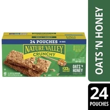 Nature Valley Crunchy Granola Bars, Oats 'n Honey, 48 Bars,35.76 oz (24 Pouches)