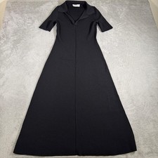 Everlane Dress Womens Small Black Viscose Knit Polo Midi Collared Career Minimal