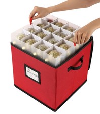 Christmas Ornament Storage Box,4 Trays with Customizable Dividers,Canvas,Dust...