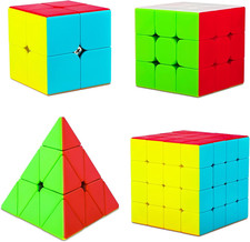 Speed Cube Set, 4 Confezione Stickerless Cubo Magico Set 2X2 3X3 4X4 Triangolo P