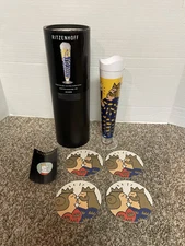 Ritzenhoff Pilsner Beer Glass w/Box 4 Coasters By Artist Martina Schlenke 1999