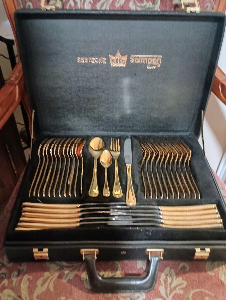 Solingen Hartvergoldet Flatware Set 23/24k Golden Silverware