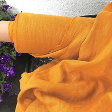 100% Organic Cotton Fabric By The Yard Tangerine Orange Hand Dyed Craft Material