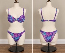 Vintage 1993 Point Conception Bikini Set M/L Purple High Cut Underwire 90s