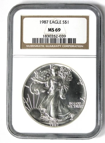 1987 American Silver Eagle - NGC MS69 - Brown Label !!