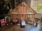 VTG 1980s Barbie Doll A-Frame Dream House Pink Dollhouse Furniture Sweet Roses