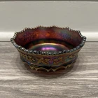 Vintage Northwood Grape & Cable Amethyst Carnival Glass Fruit Bowl