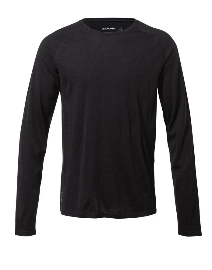 Craghoppers Mens Baselayer Merino Wool Crew Neck Long Sleeve Top Lightweight XL