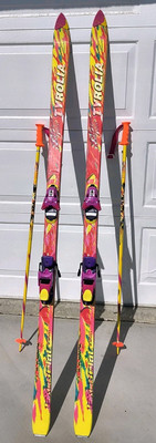 RARE 90s Tyrolia EXTREME FOUR Carbon Skis Power Drive 680 Bindings w/ Bag