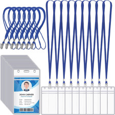 200 Pcs Name Tag Lanyards with ID Holder Lanyards for ID Badges Resealable Flat