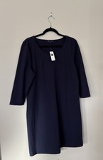 GAP NWT Sheath Dress Navy 3/4 Sleeve Scoop Neck Knee Length Size L Pullover