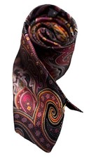 Robert Graham Necktie 100 Silk Paisley Vibrant Multi Color 3 1/4  W x 60  L USA