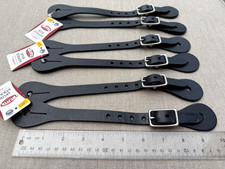 Lot of 3 Pairs NEW Black Leather Adjustable Spur Straps for Western Cowboys