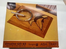 Vintage Springbok Solid Oak Ash Tray Creative Gift Kit 6”x8.5” Complete