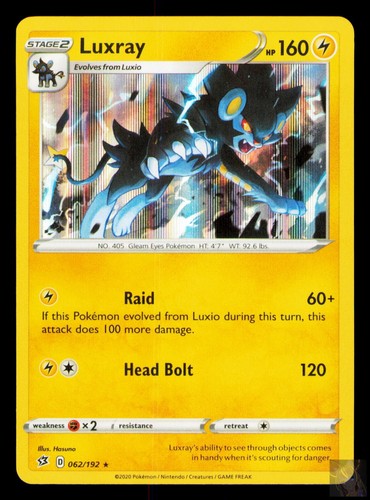 Luxray 062/192 Pokemon Rebel Clash Holo Lightly Played Hasuno