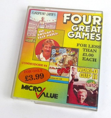 Commodore 64 C64 Spiel -- FOUR GREAT GAMES - Bombo, European Games, ... - Tape