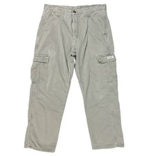 Wrangler Fleece Lined Cargo Pants Mens Size 34X30 Khaki Cotton Utility Workwear