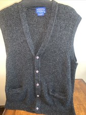 Pendleton 100 Wool Sweater Vest Black Size XL RN 29685 5 Button Vintage pocket
