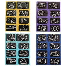 Metal Brain Teaser Puzzles, Set of 32 with Pouch, Steel IQ Games Physics Mind