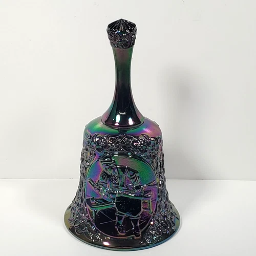Vintage Fenton Bell Amethyst Purple Carnival Glass Iridescent 6 3/4"