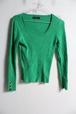 F&F Womens Skinny Ribbed Knit Top - Green - Size S Small (g36)