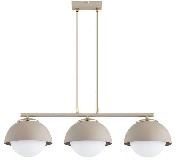 HäNgelampe 3-Flammig Glas Beige Metall E27 L:70 Cm Esszimmer Pendelleuchte KüChe-image