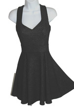 Windsor Black Silver Sleeveless Back Lace Mini Cocktail Dress Womens Small