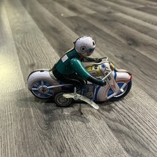 Vintage Motorcycle Tin Litho Wind-Up Toy China 70s MS-702 602
