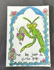 ACEO Original Art by C3 Design Goods - praying mantis/border design/girlie pop