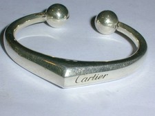 CARTIER STERLING SILVER OPEN HEART KEY FOB- LIGHT MONOGRAM