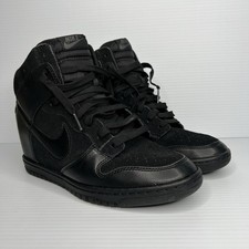 DS NIKE 2013 Dunk Sky Hi Premium Hidden Zeppa Tripla Nera Taglia WMNS 9