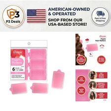 Jumbo Foam Hair Rollers - 6 Count Pink Curlers for Heatless, Effortless Waves