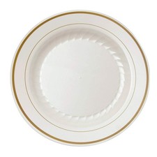 WNA Masterpiece Plastic Plates 9 in. Ivory/Gold 10/Pack 12 Packs/Carton