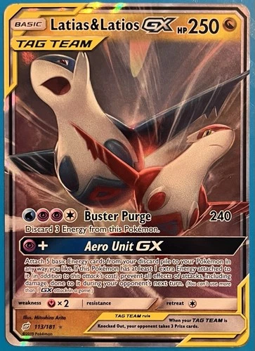 Latias & Latios GX (ULTRA RARE) SM Tag Team Up 113/181 Pokemon Sun And Moon - LP