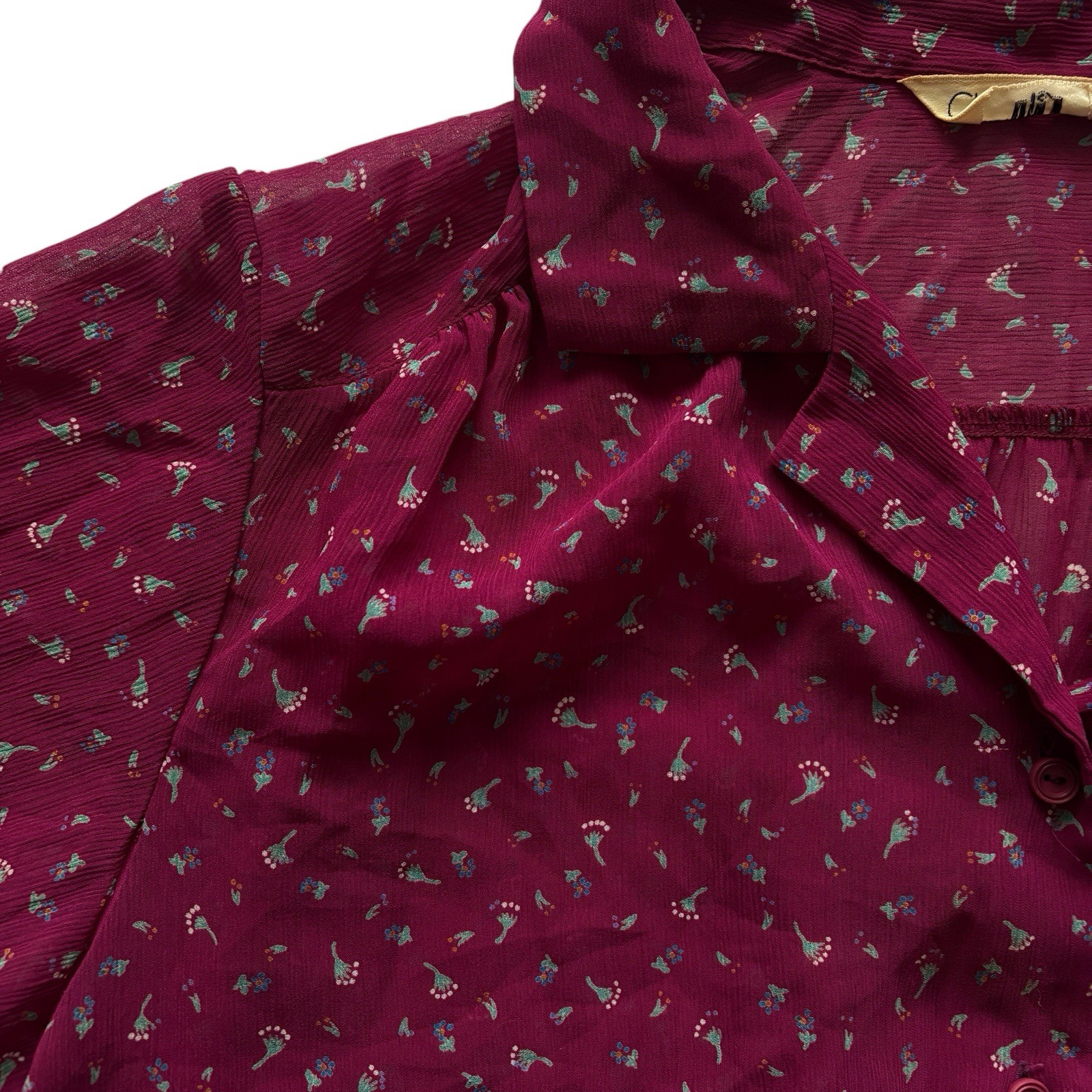 Vintage 80s Japanese Blouse Deep Pink Patterned Retro Boho Indie 16 image 3