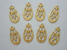 Raw Brass Victorian Drops Earring Findings Stampings 8