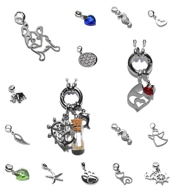 EDELSTAHL Charms Anhänger Halskette Träger WECHSELSCHMUCK silber Bettelarmband