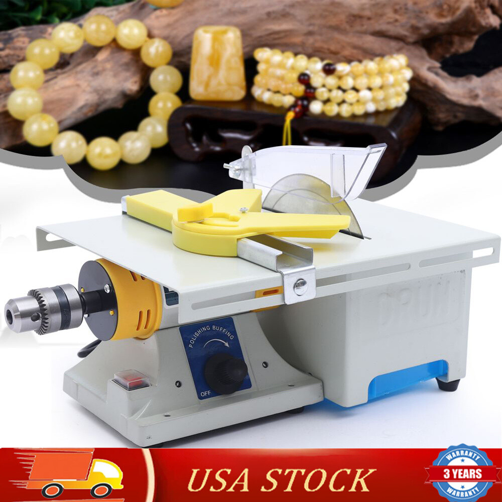 110V 750W Gem Jewelry Rock Polishing Buffer Machine Table Saw Lathe Grinder Tool